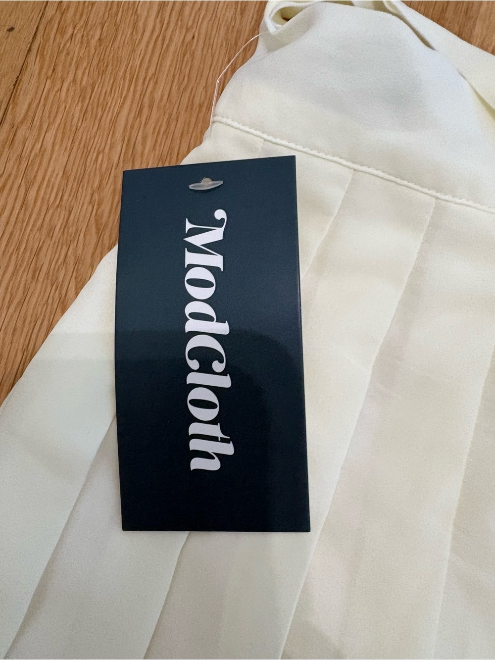 ModCloth Cream Pleated Tie Waist Midi Skirt Size S New With Tags NWT - Picture 4 of 11